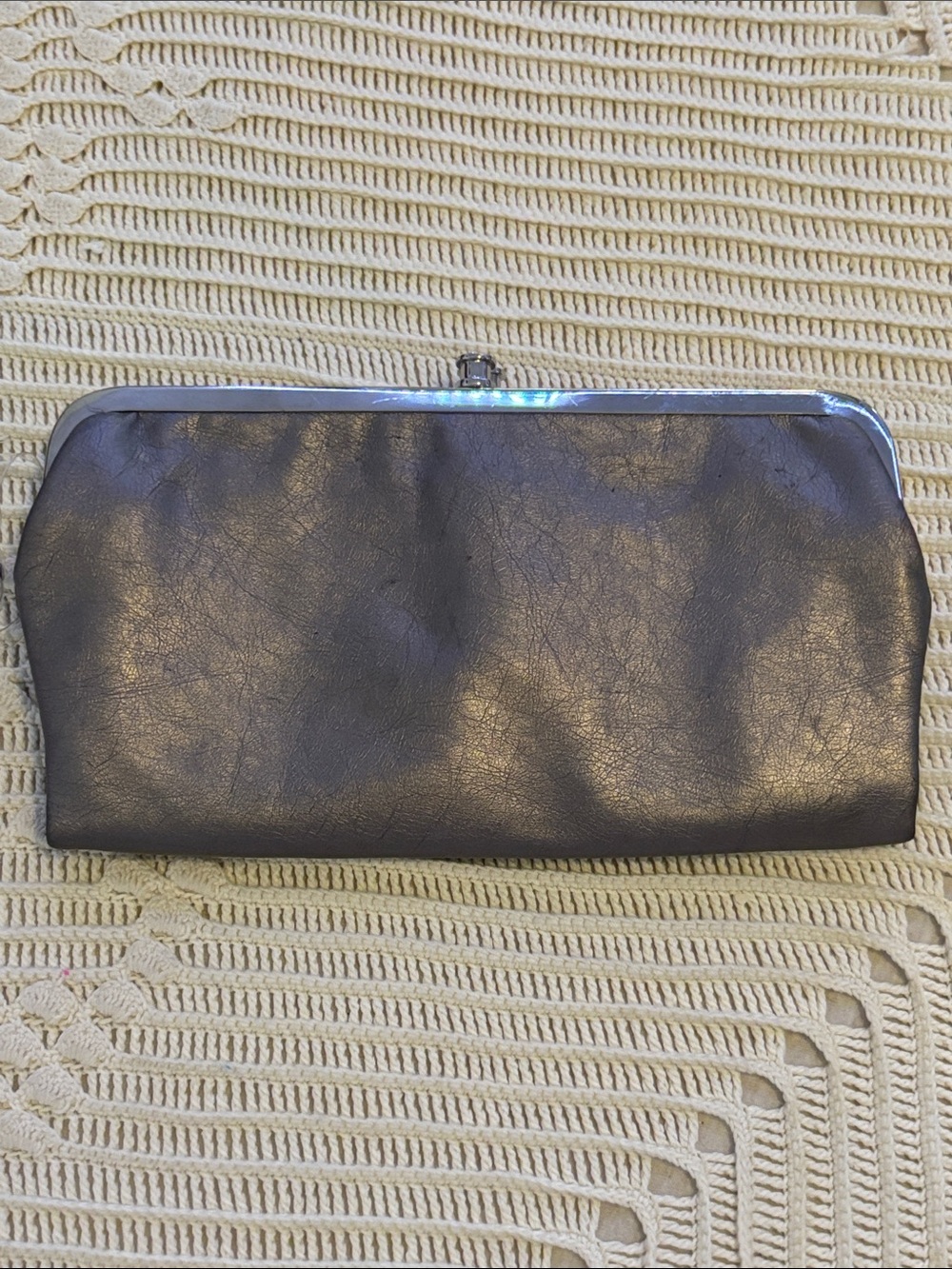 Metallic Gray Frame Clutch